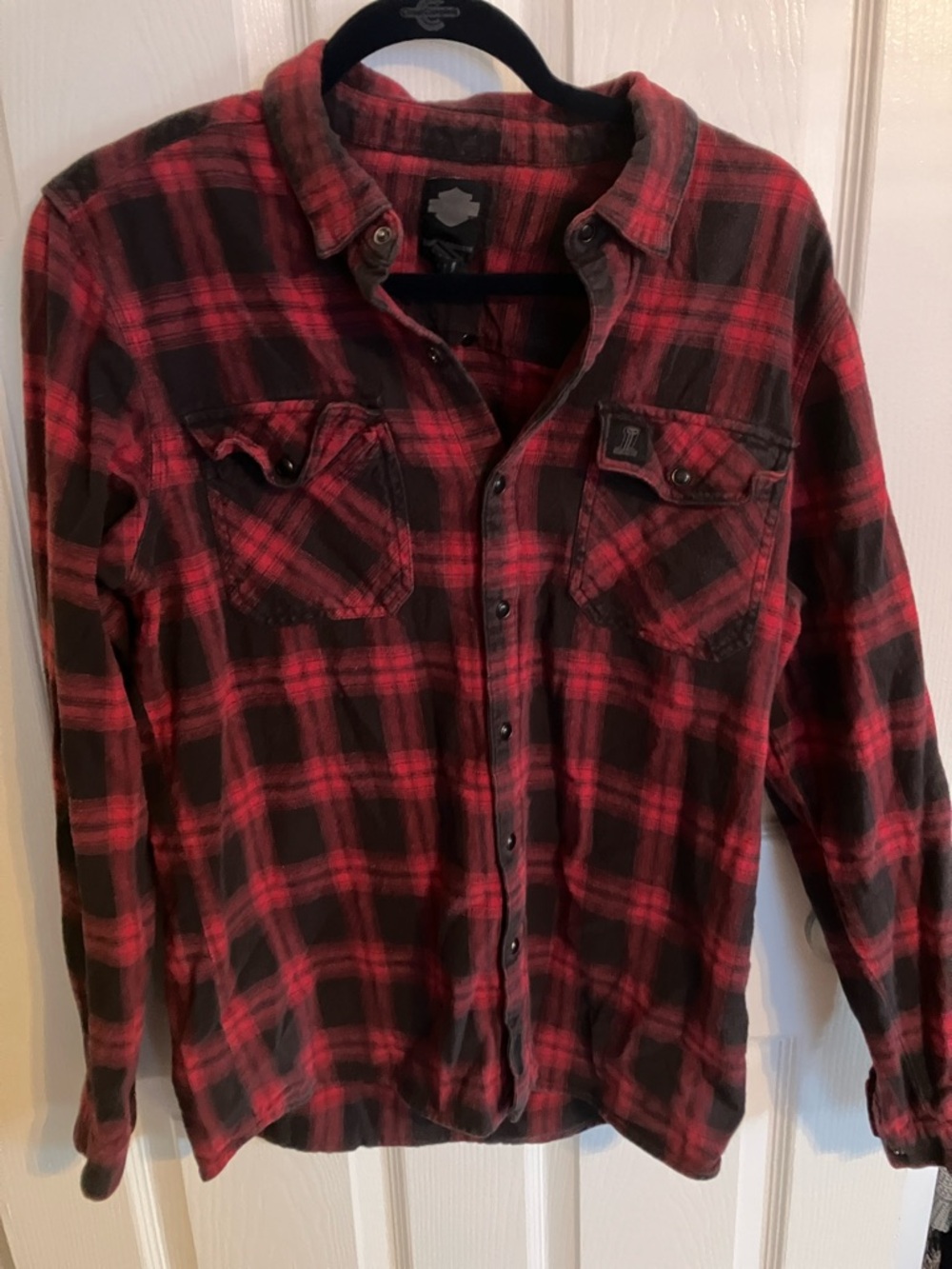 Harley-Davidson® Men's Embroidered Plaid Long Sleeve Flannel Shirt 96459-17VM